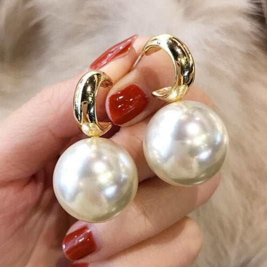 Large Golden Pearl Earrings Jula Jewelry