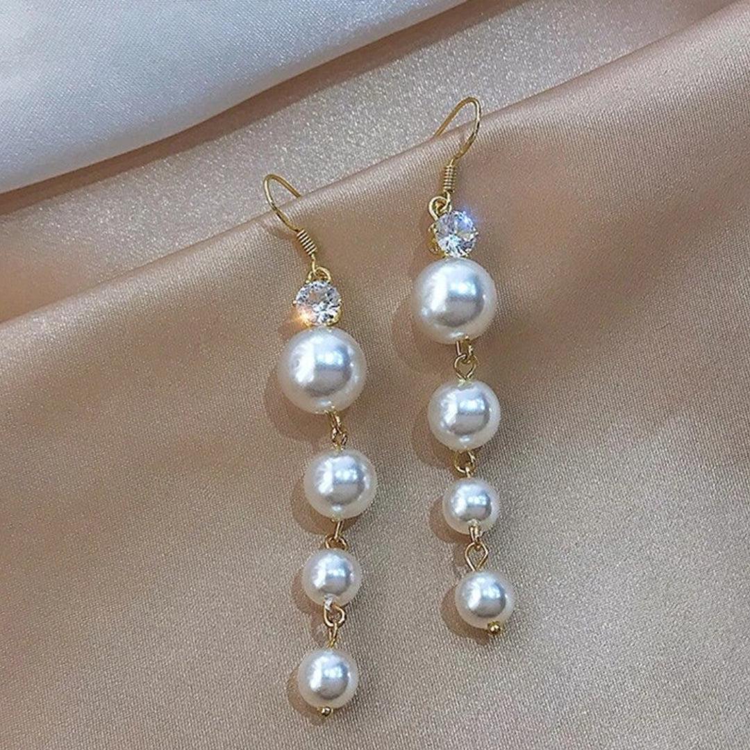 Golden Pearl Drop Earrings Jula Jewelry