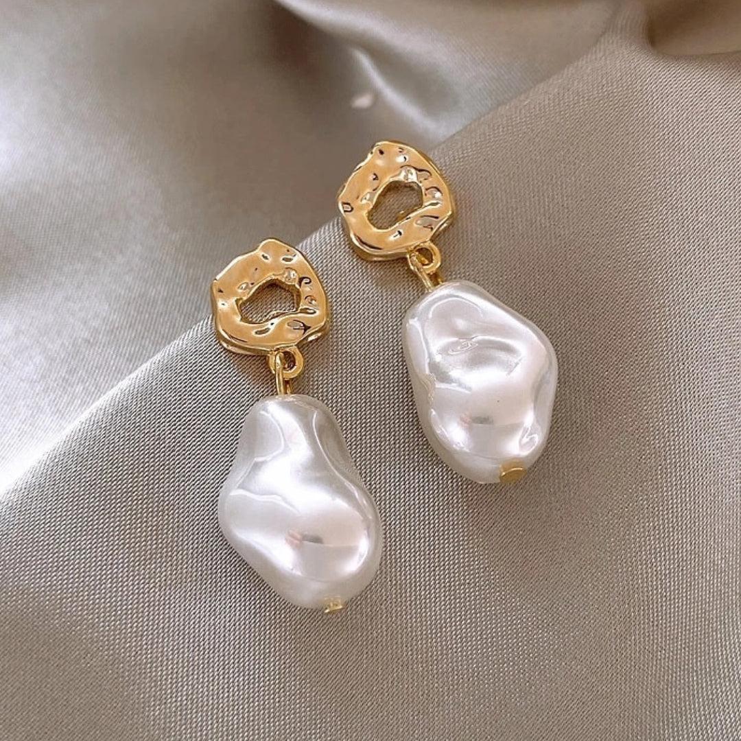 Boho Gold Pearl Earrings Jula Jewelry