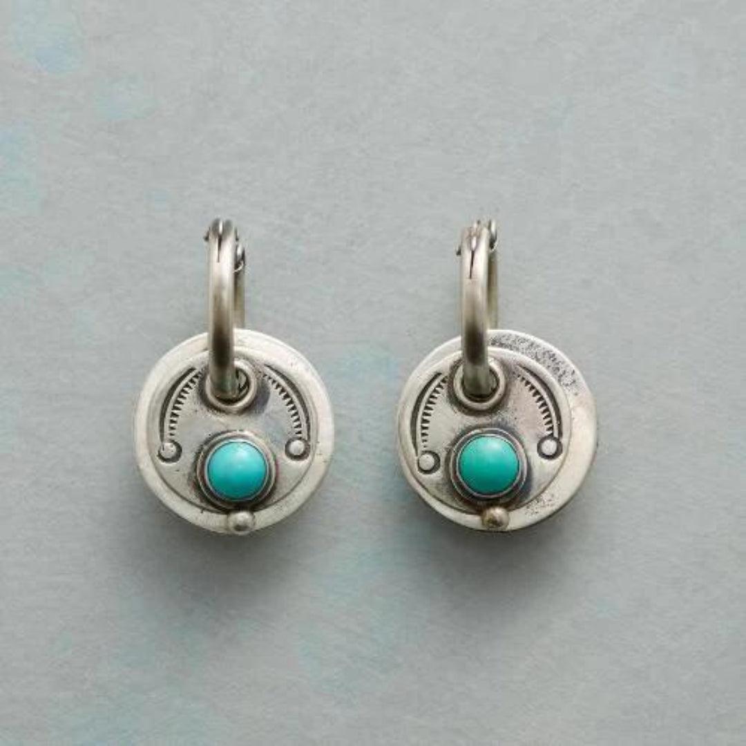 Bohemian earrings with turquoise stones in silver Jula Jewelry