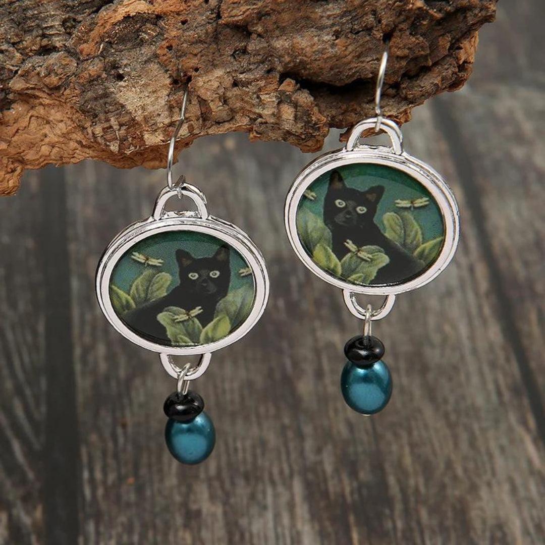 Silver Acrylic Cat Earrings Jula Jewelry