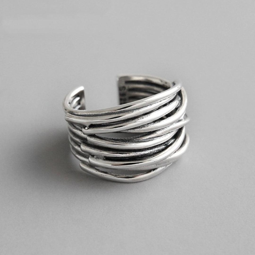 Adjustable Silver Layered Ring Jula Jewelry