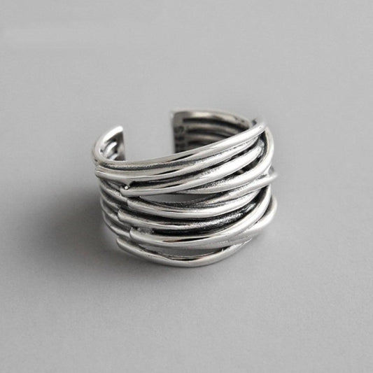 Adjustable Silver Layered Ring Jula Jewelry