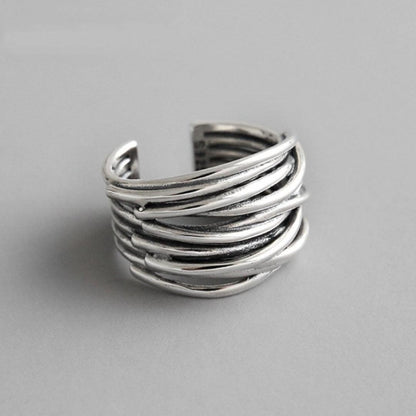 Adjustable Silver Layered Ring Jula Jewelry