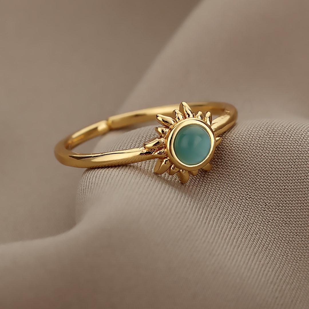 Adjustable Gold Ring with Sunstone Jula Jewelry