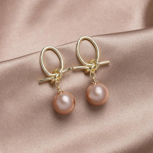 Gold Pearl Hoop Earrings Jula Jewelry