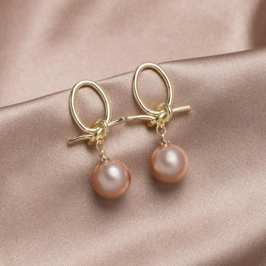 Gold Pearl Hoop Earrings Jula Jewelry