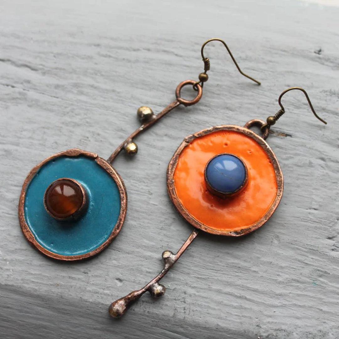 Vintage Hand-Painted Enamel Ear Studs Jula Jewelry