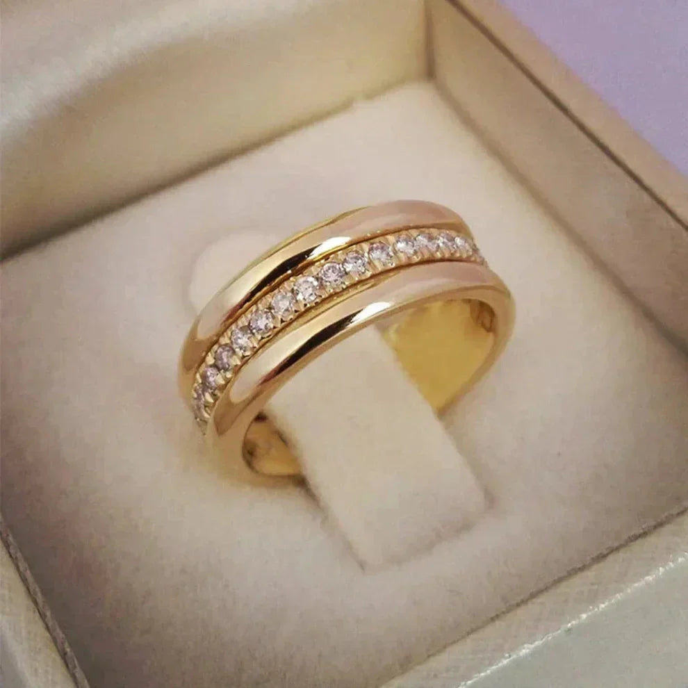 Double Band with Inlaid Zirconia Jula Jewelry