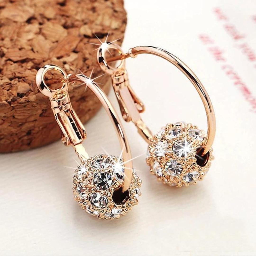 Gold Shimmering Sphere Earrings Jula Jewelry