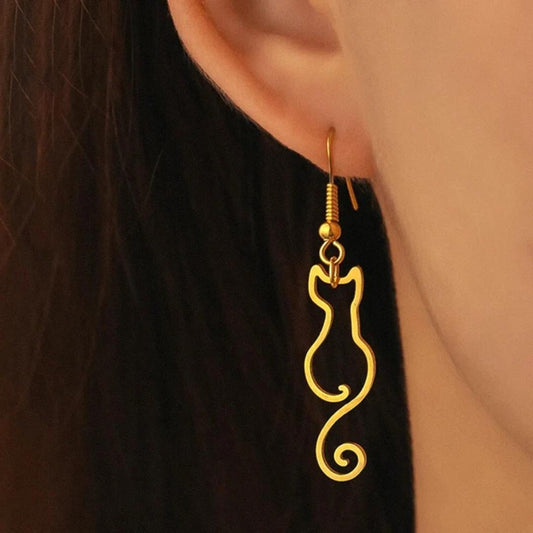 Golden Vintage Feline Earrings Jula Jewelry