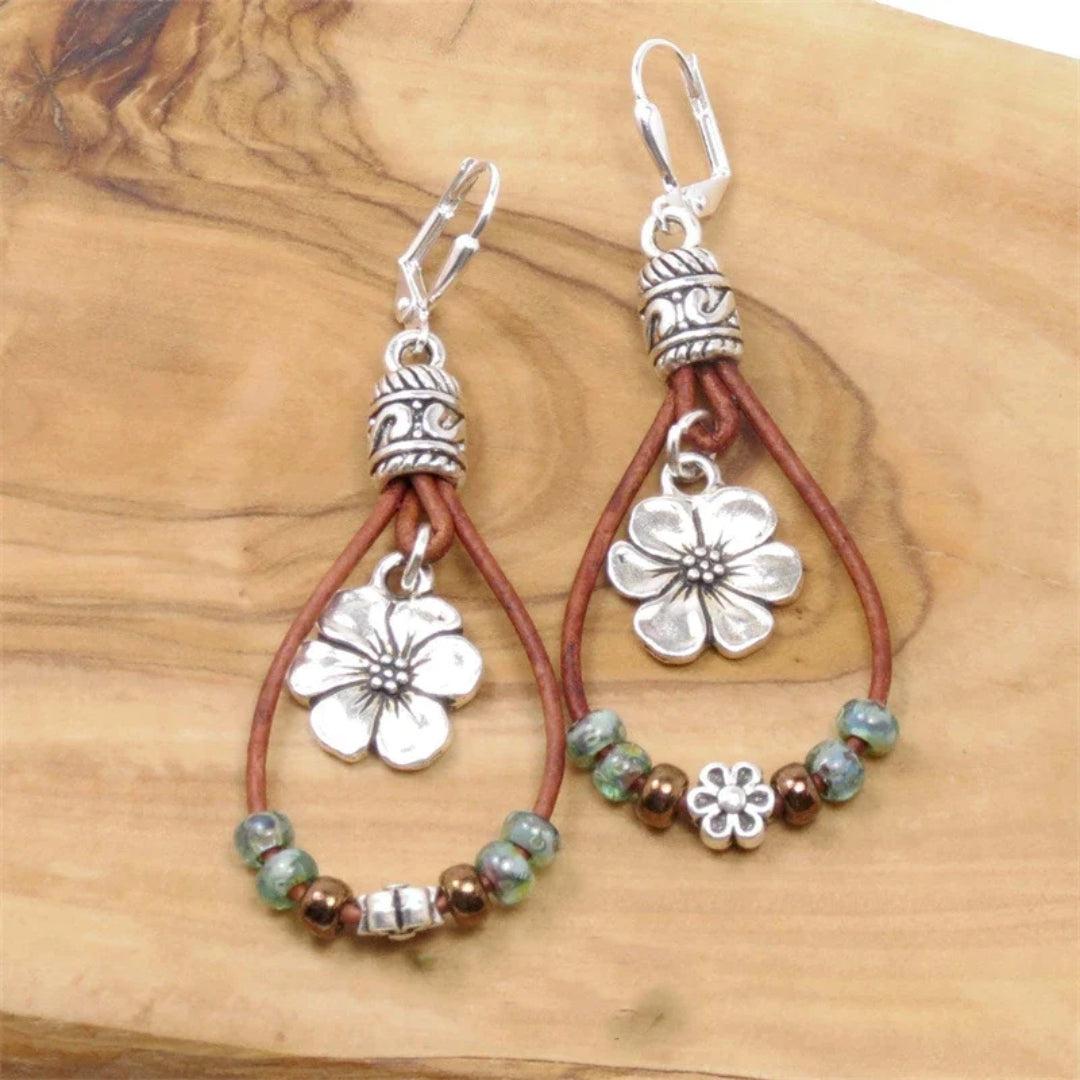 Vintage Floral Leather Ear Adornments Jula Jewelry