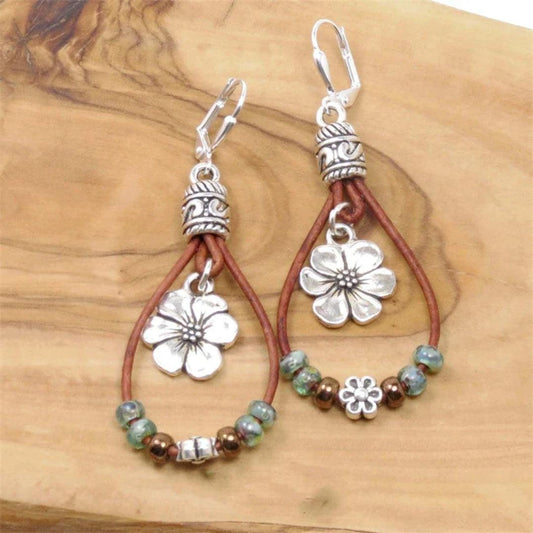 Vintage Floral Leather Ear Adornments Jula Jewelry