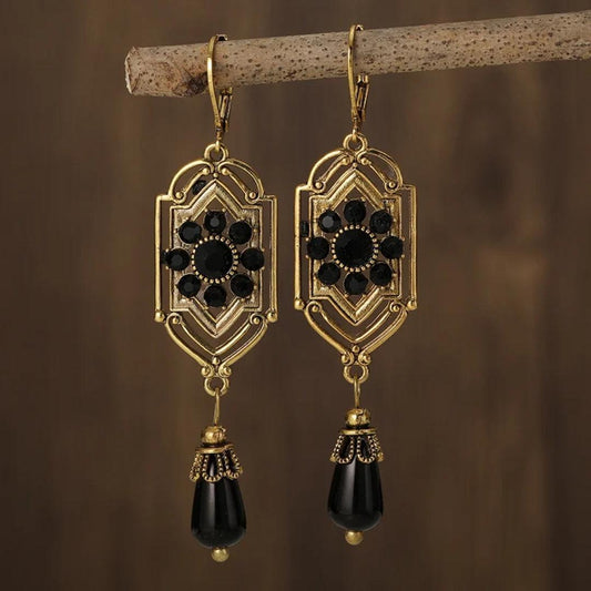 Vintage Black Gold-Plated Drop Earrings Jula Jewelry