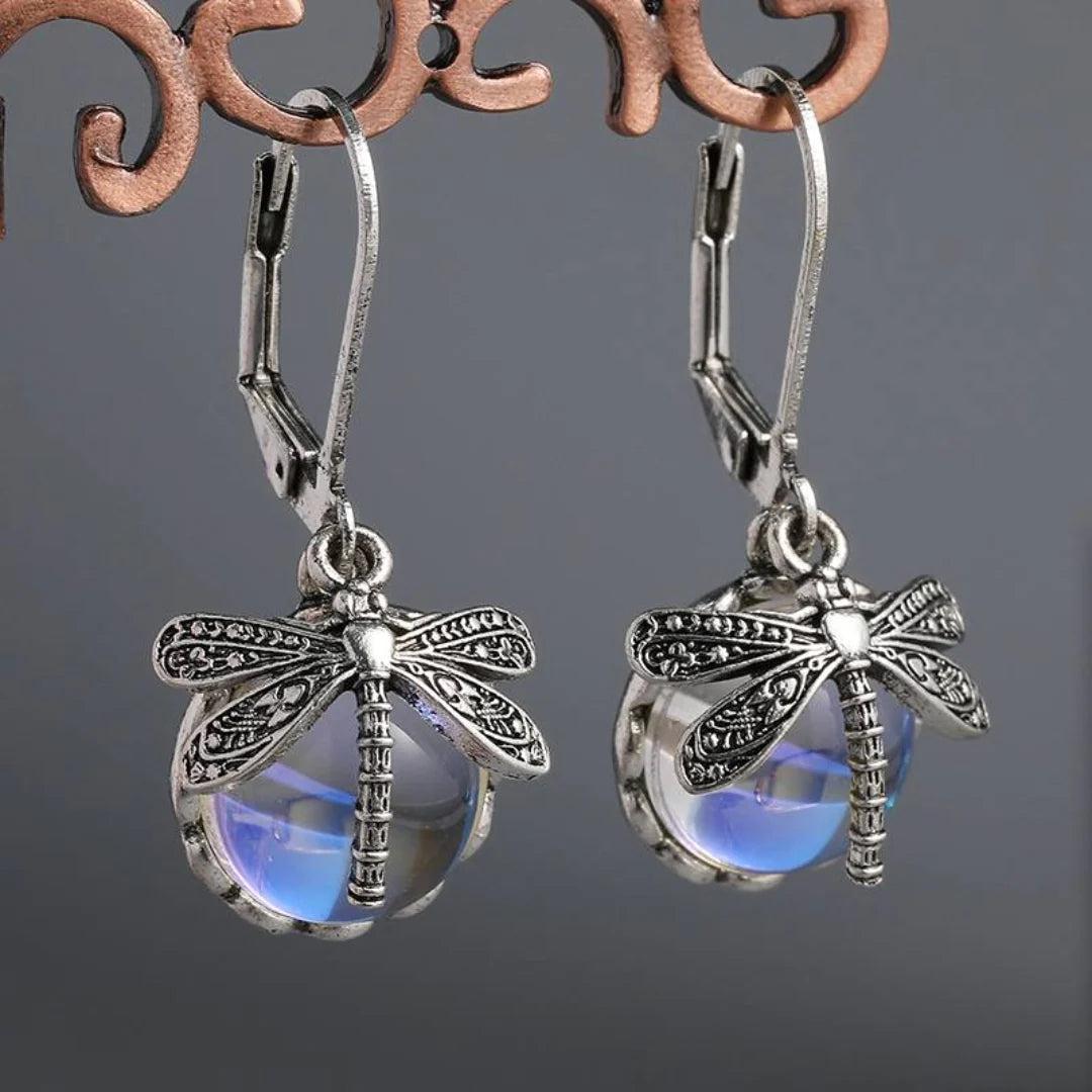 Vintage Dragonfly Earrings in Sterling Silver and Crystal Jula Jewelry