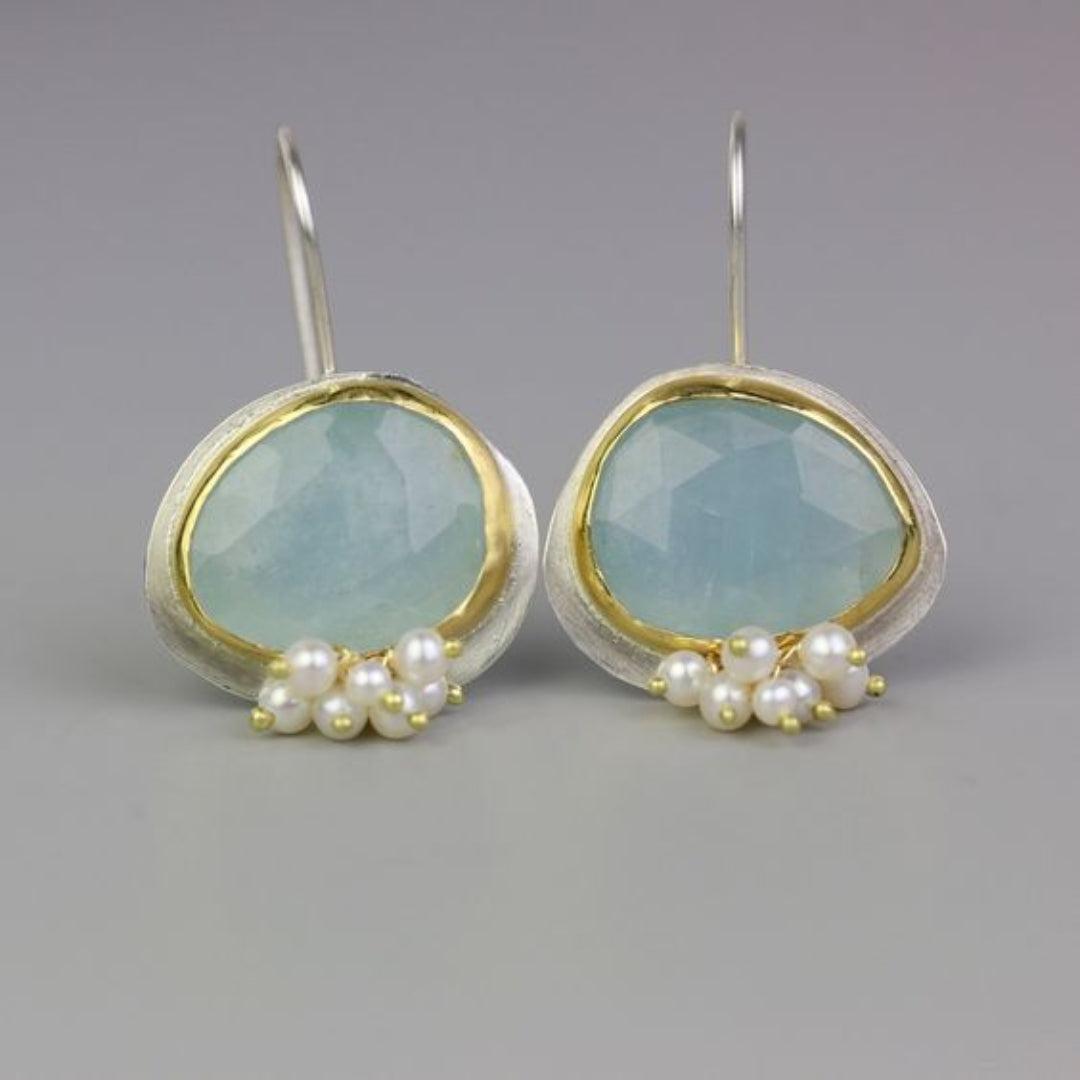 Vintage Light Blue Gemstone Earrings Jula Jewelry