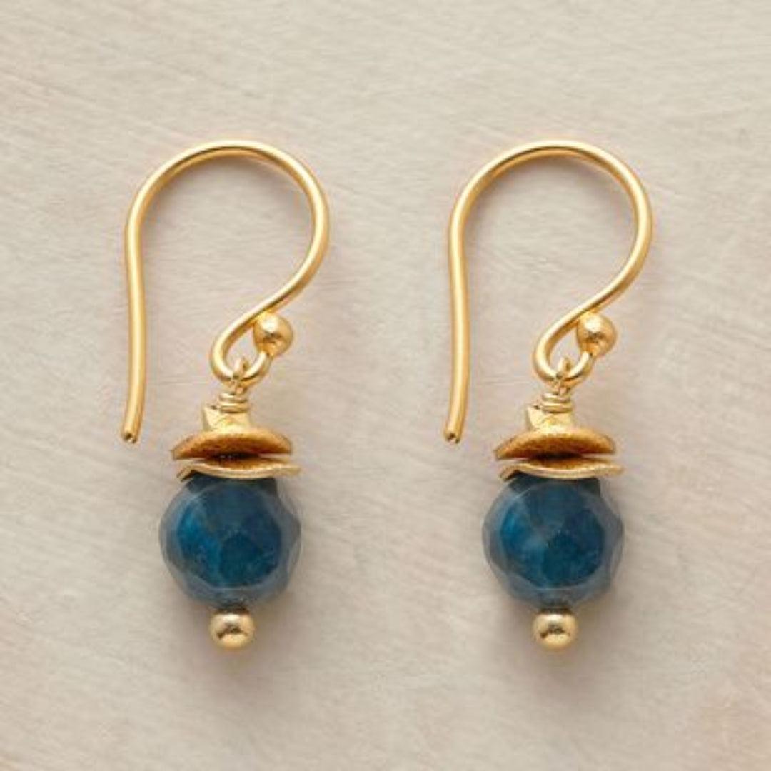 Vintage Blue Lantern Gold Earrings Jula Jewelry