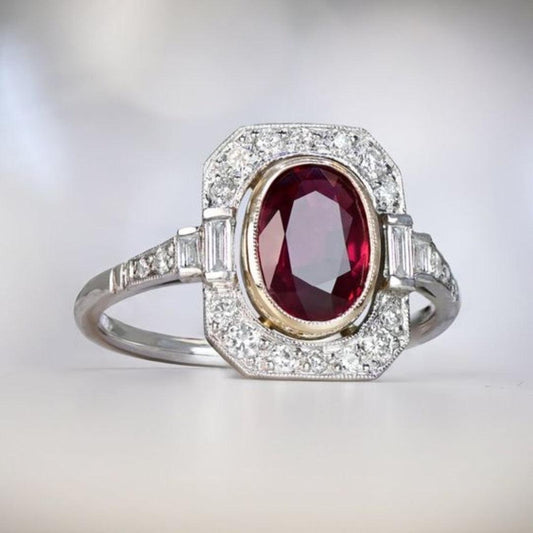 Vintage Silver Ring with Red Zirconia Jula Jewelry