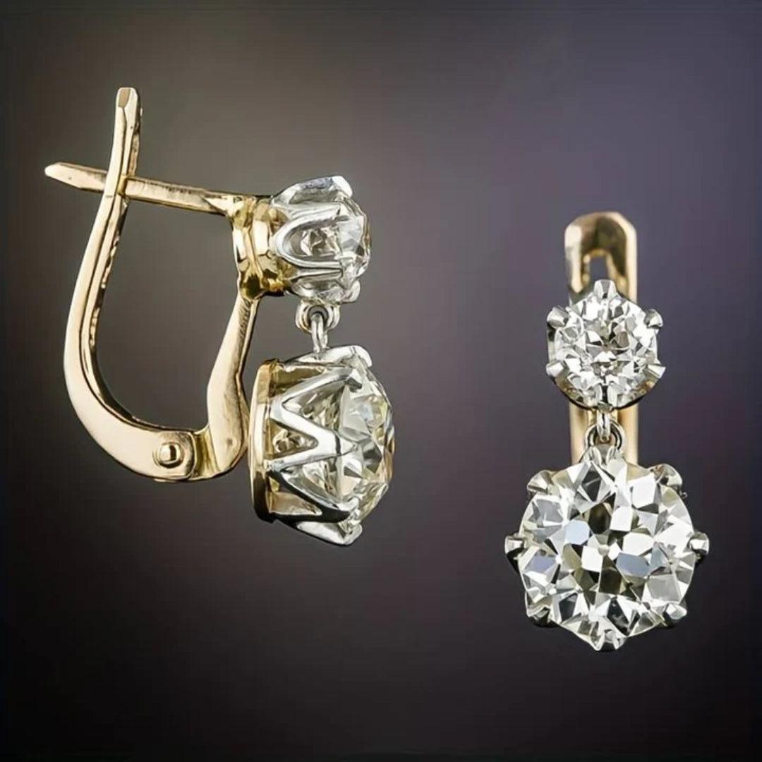 Vintage Gold Earrings with Zirconia Jula Jewelry