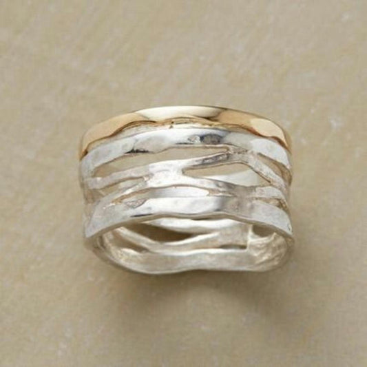 Vintage Gold & Silver Openwork Ring Jula Jewelry