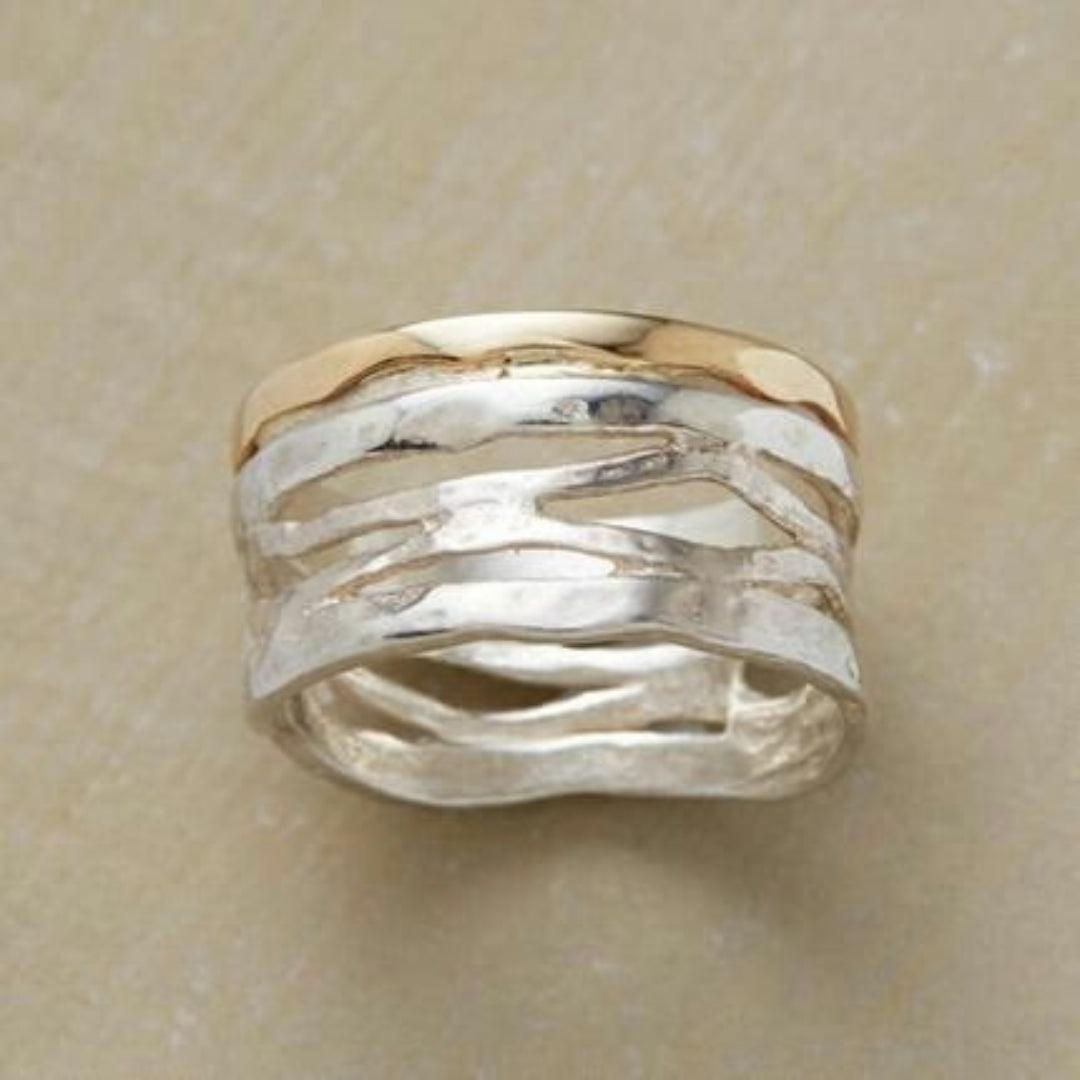 Vintage Gold & Silver Openwork Ring Jula Jewelry