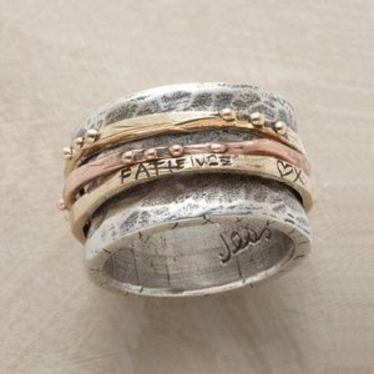 Vintage Gold Rose & Silver Band Ring Jula Jewelry