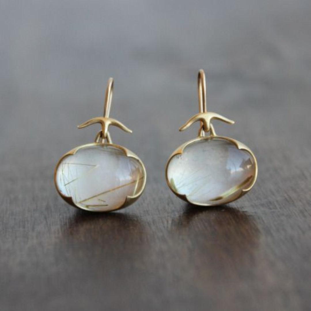 Vintage Moonstone Gold Earrings Jula Jewelry