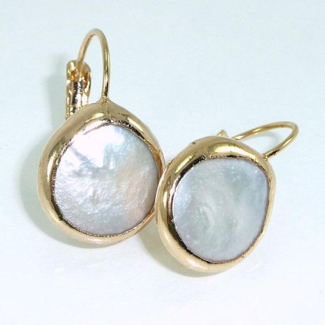 Vintage White Stone Gold Earrings Jula Jewelry