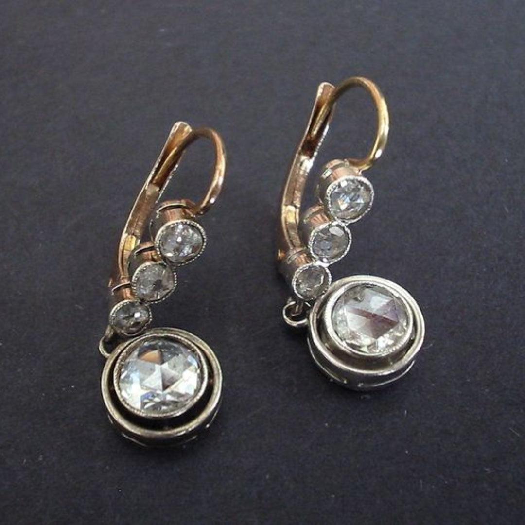 Vintage Gold Earrings with Zirconia Jula Jewelry