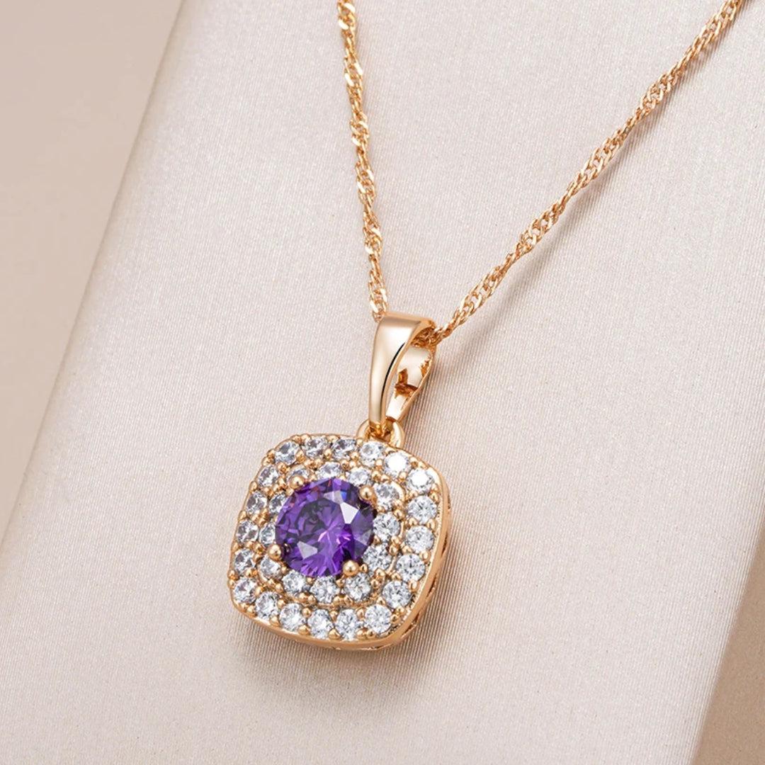 Elegant lilac shiny pendant in gold Jula Jewelry