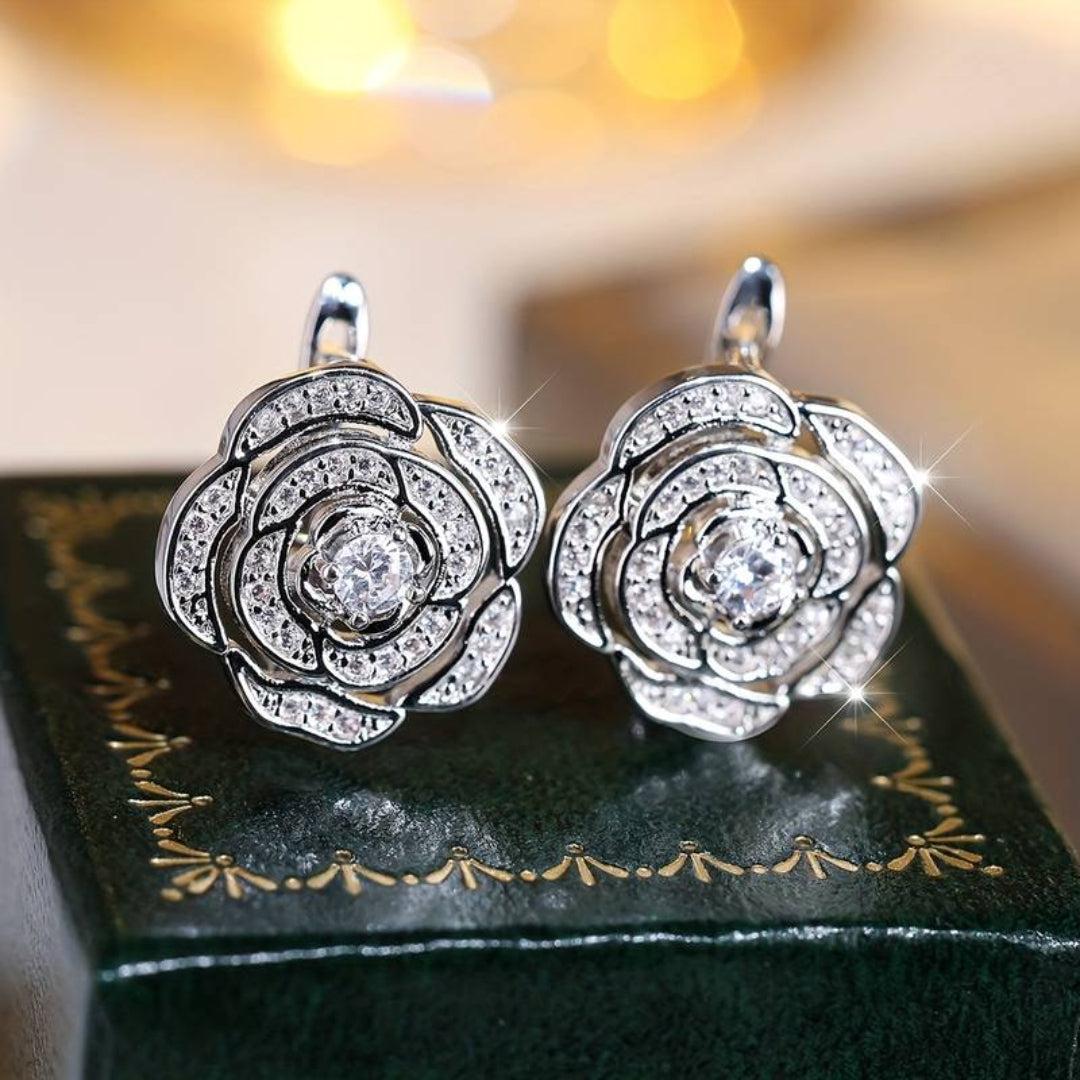 Elegant Sterling Silver Shiny Flower Earrings Jula Jewelry