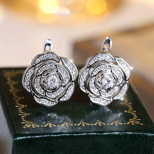 Elegant Sterling Silver Shiny Flower Earrings Jula Jewelry