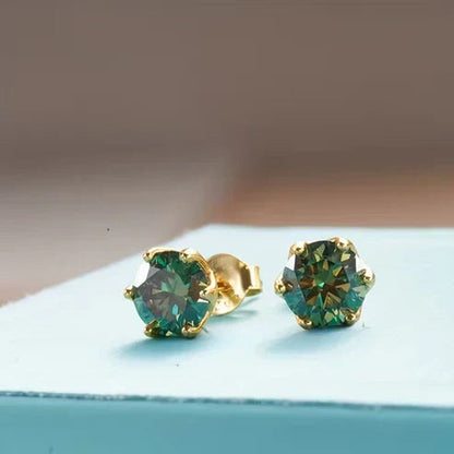 Moss Agate Round Stud Earrings Jula Jewelry
