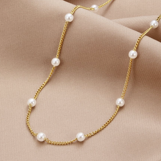 Gold necklace with freshwater pearls Jula Jewelry