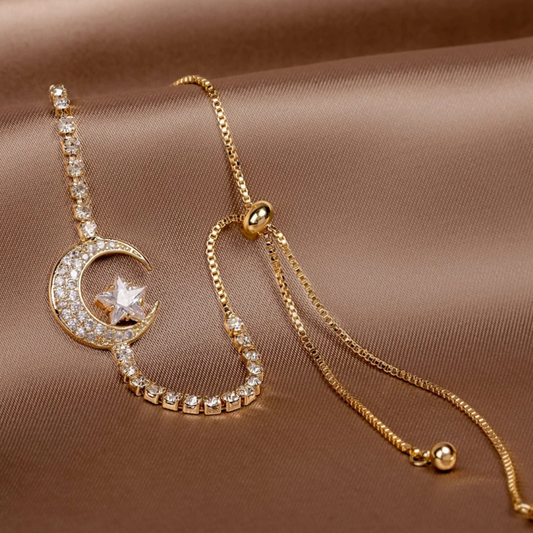 Moon Charm Bracelets made of Zirconia and Gold Jula Jewelry