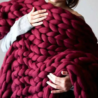 Knitted Merino Wool Throw Blanket Chunky Luxury Home Decor SleepingPillow