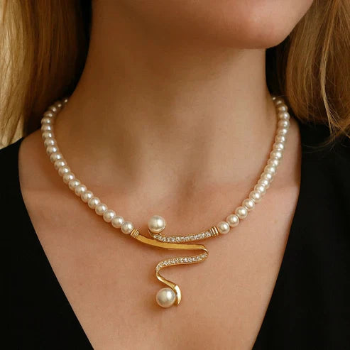 Natural Pearl Jewelry Set: Necklace & Earrings Jula Jewelry