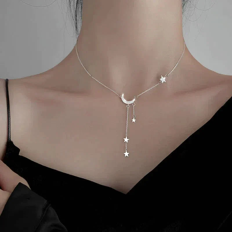 Silver Moon and Star Pendant Necklace Jula Jewelry