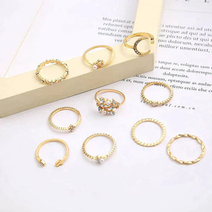 10-Pack of Silver and Gold-Plated Bohemian Rings Jula Jewelry