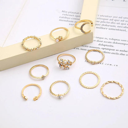 10-Pack Bohemian Silver and Gold-Toned Rings Jula Jewelry
