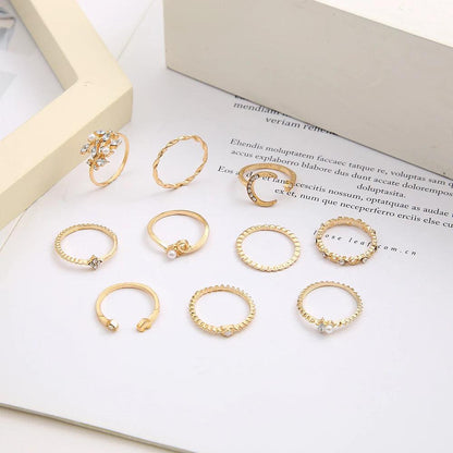 10-Pack Bohemian Silver and Gold-Toned Rings Jula Jewelry