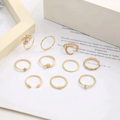10-Pack of Bohemian Silver and Gold-Plated Rings Jula Jewelry