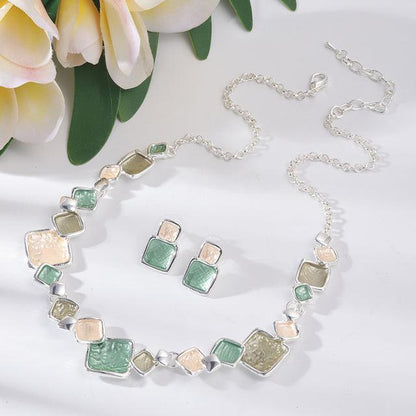Gray Enamel Round Necklaces with Geometric Design Jula Jewelry