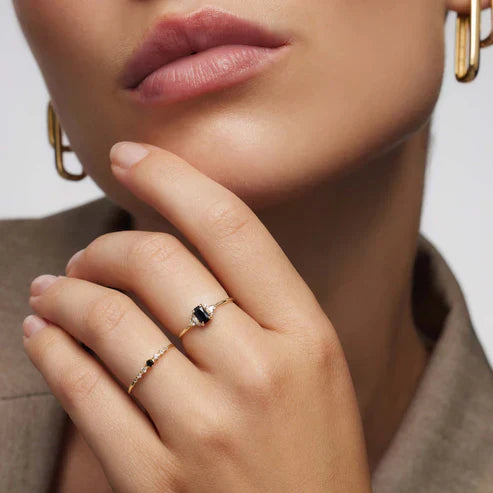 Black Spinel Baguette Band Ring Jula Jewelry