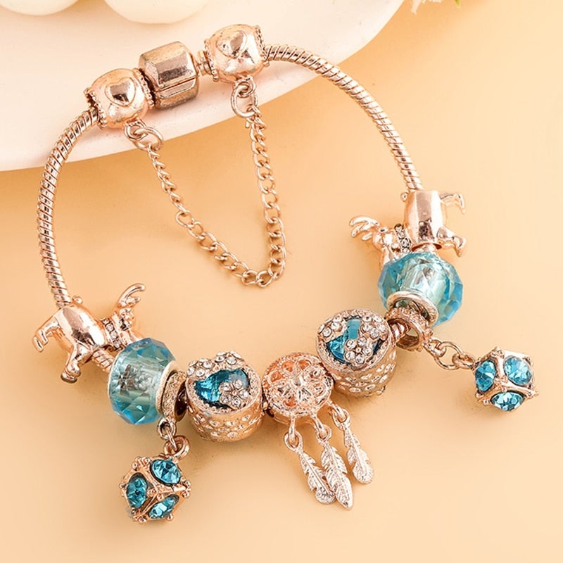 Bracelet in Rose Silver and Blue Zirconia Jula Jewelry