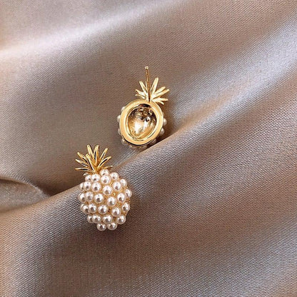 Tropical Pineapple and Pearl-Adorned Earrings Jula Jewelry