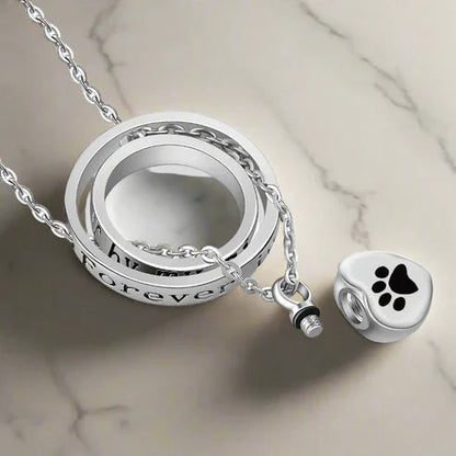 "No Longer By My Side, Always In My Heart" – Stainless Steel Urn Paw Necklace Jula Jewelry