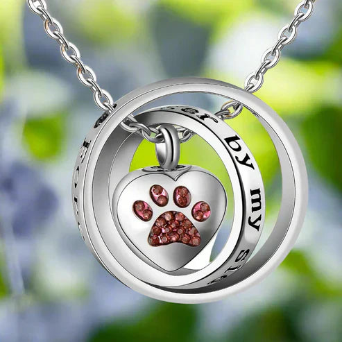 "No Longer By My Side, Always In My Heart" – Stainless Steel Urn Paw Necklace Jula Jewelry