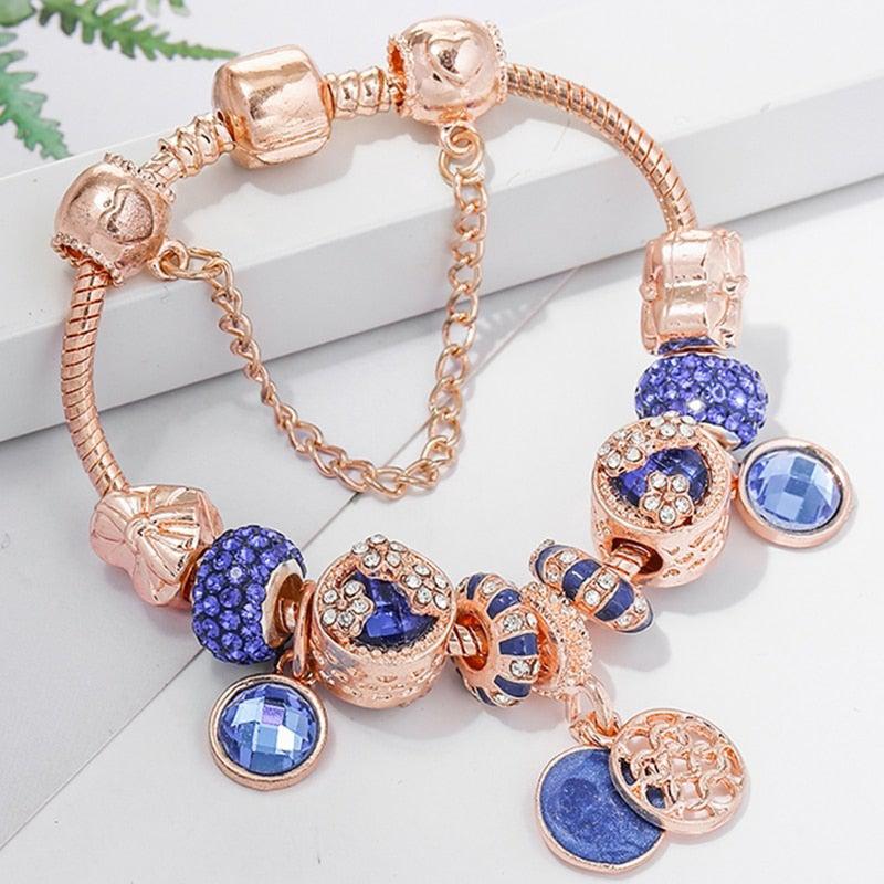 Pink, Silver, and Blue Crystal Bracelet Jula Jewelry
