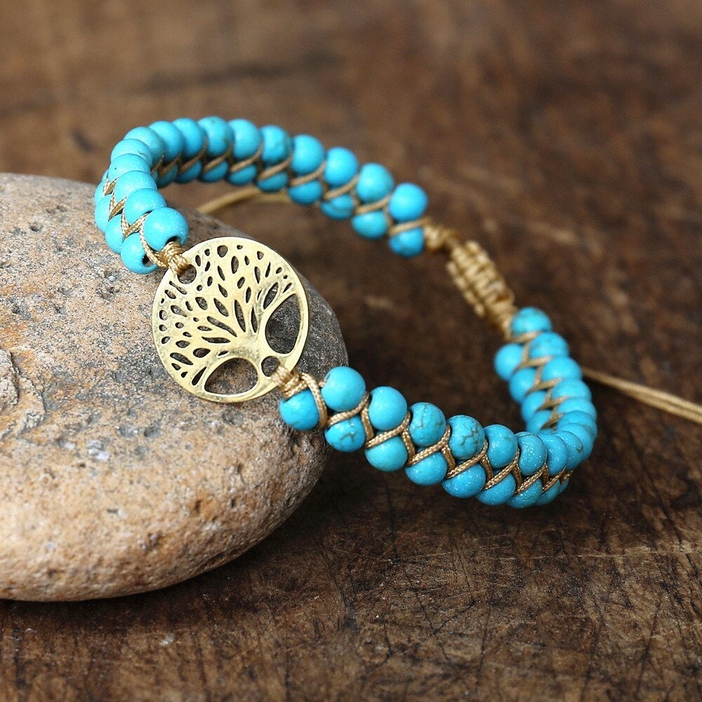 Handmade Tree of Life Bracelet with Turquoise Stone Jula Jewelry